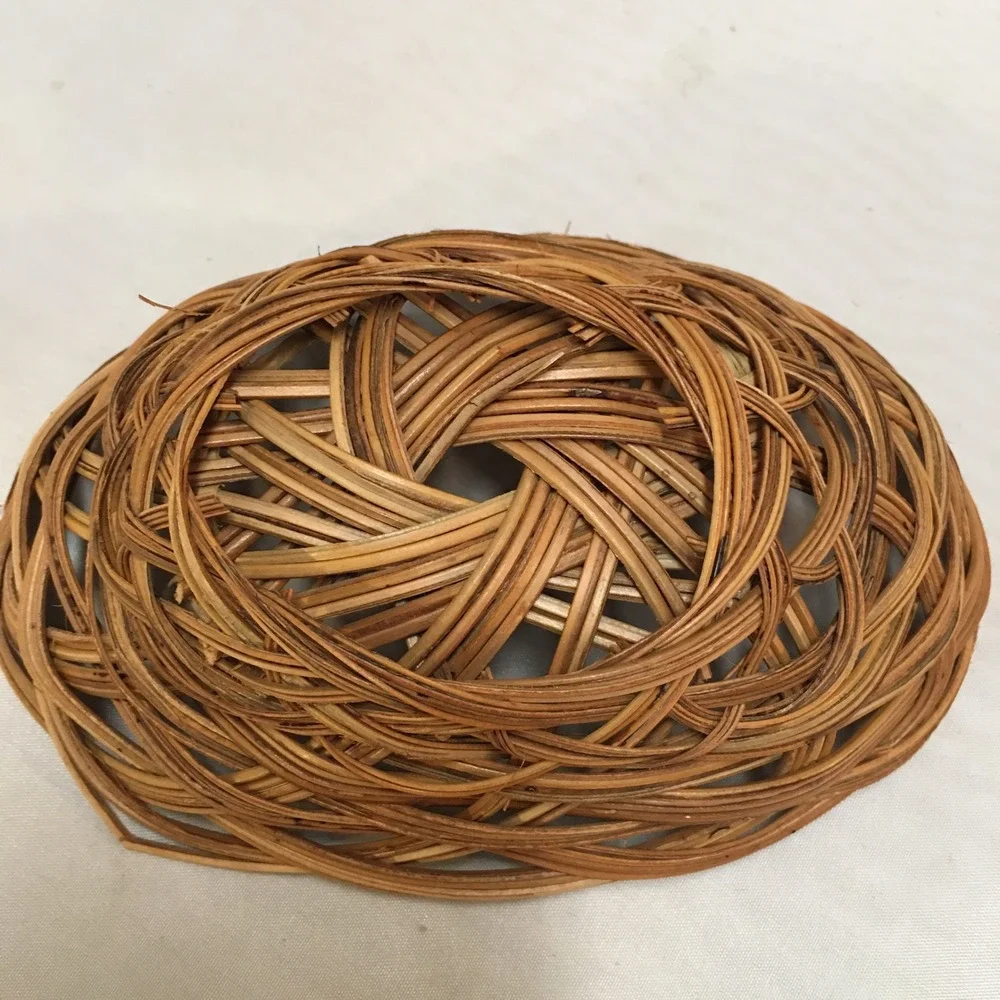 Woven Wicker Basket Home Decor Small Brown Oval Open Weave Cottagecore Bohemian